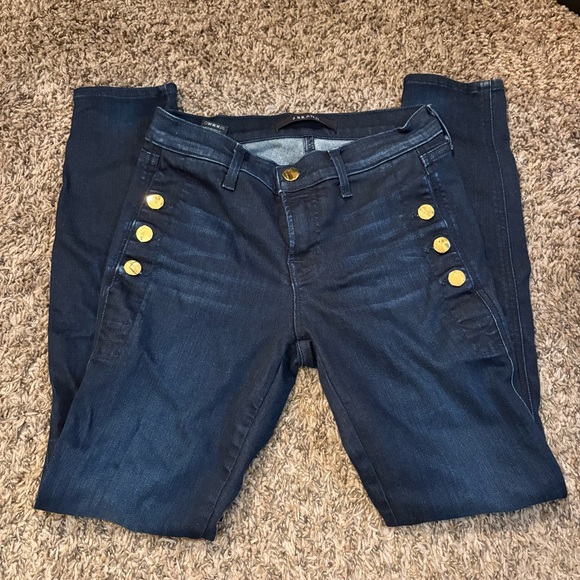 J Brand Denim - J Brand High Rise Dark Blue Jeans with Gold Buttons